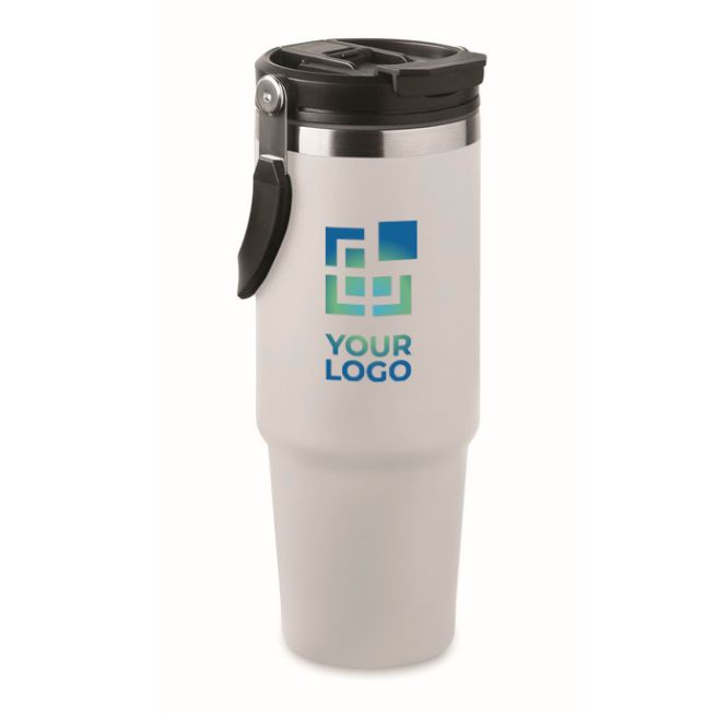 Gobelet à double paroi avec paille, bec et anse de transport 850 ml