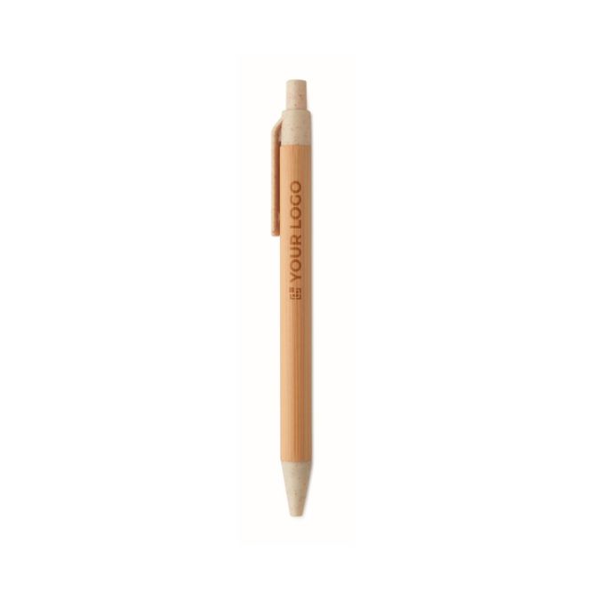 Stylo à bille en bambou et paille de blé, encre bleue