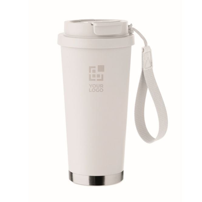 Gobelet de 500ml en inox recyclé avec couvercle et paille 2 en 1