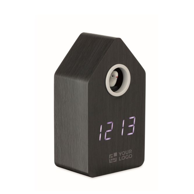 Réveil en forme de nichoir avec un écran LED blanc