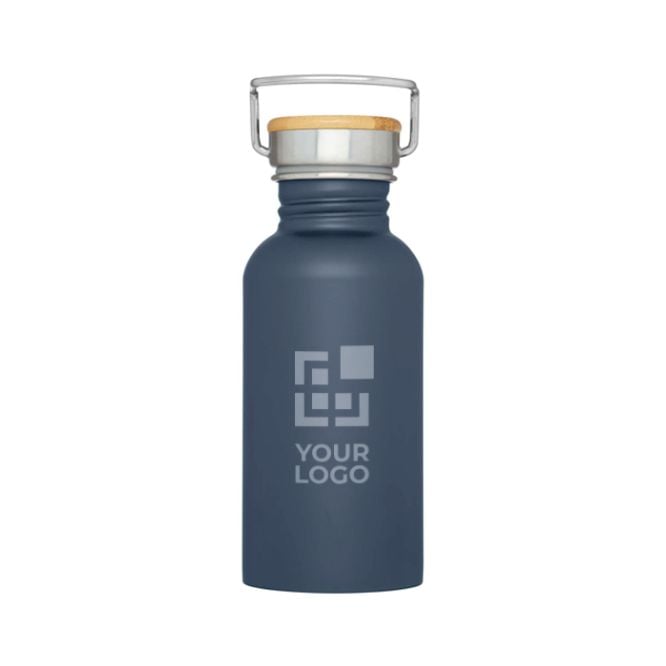 Gourde en acier inoxydable simple paroi avec bouchon en bambou 550 ml