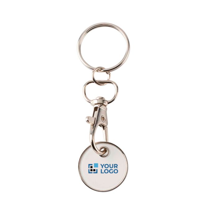 Porte-clés en métal avec jeton pour chariot de différentes couleurs