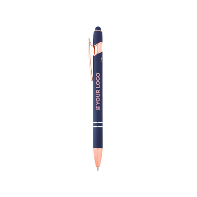 Stylo en aluminium recyclé avec finition or rose, encre noire