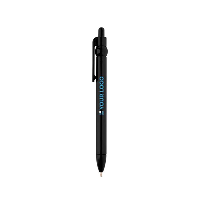 Stylo en plastique recyclé avec bille et clip, encre noire