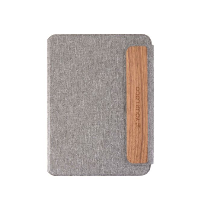 Porte-documents écologique avec fermeture en noyer A5, pages lignées