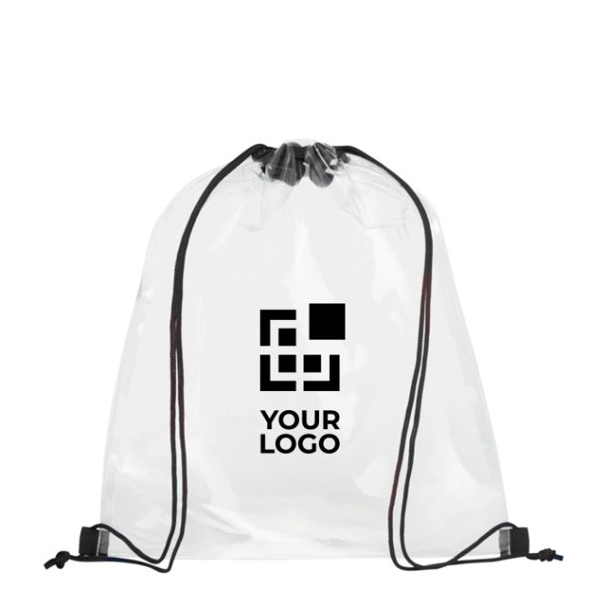 Sac à dos cordon personnalisé transparent couleur bleu roi deuxième vue frontale