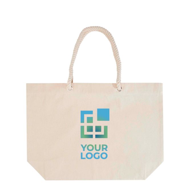 Sac de plage en coton recyclé avec anses en corde 270 g/m²