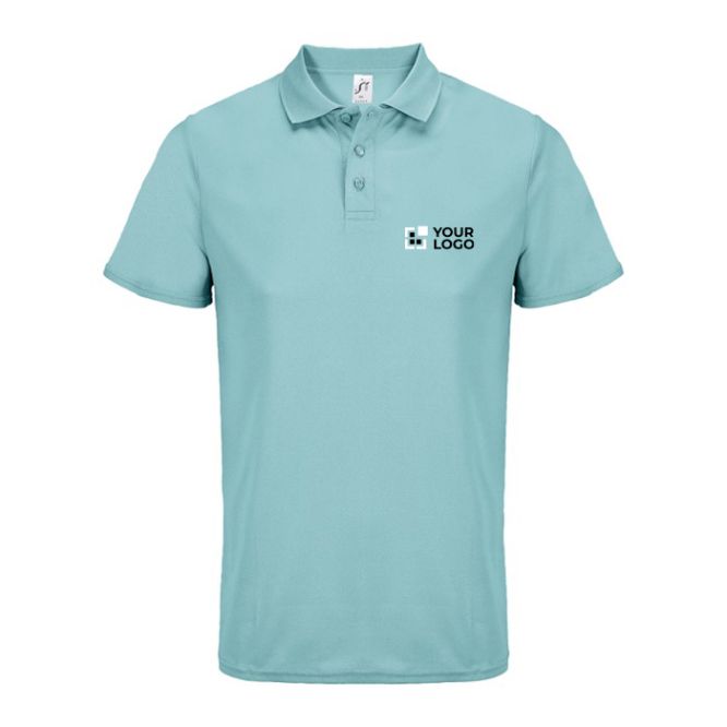 Polo sportif polyester recyclé manches courtes 3 boutons 