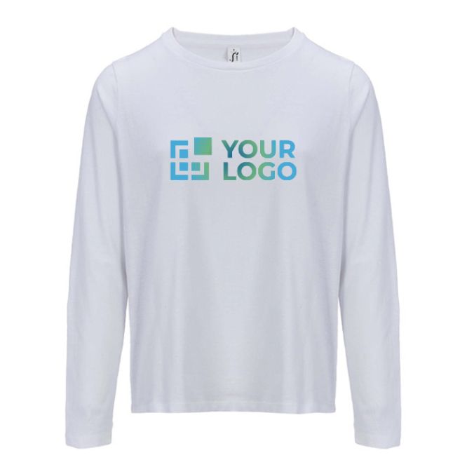 T-shirt coton semi-peigné manches longues col rond 