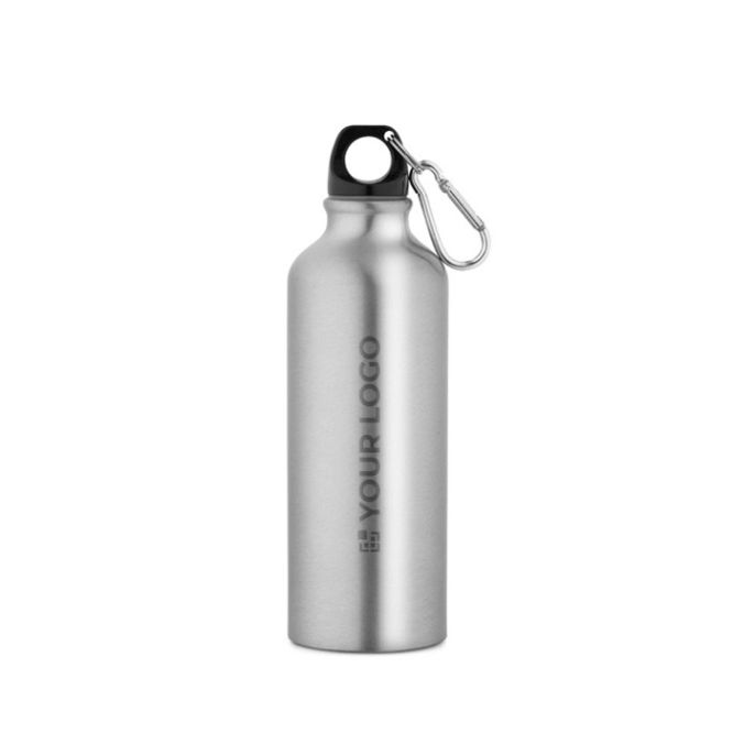Bouteille en aluminium recyclé avec mousqueton coloré 530ml