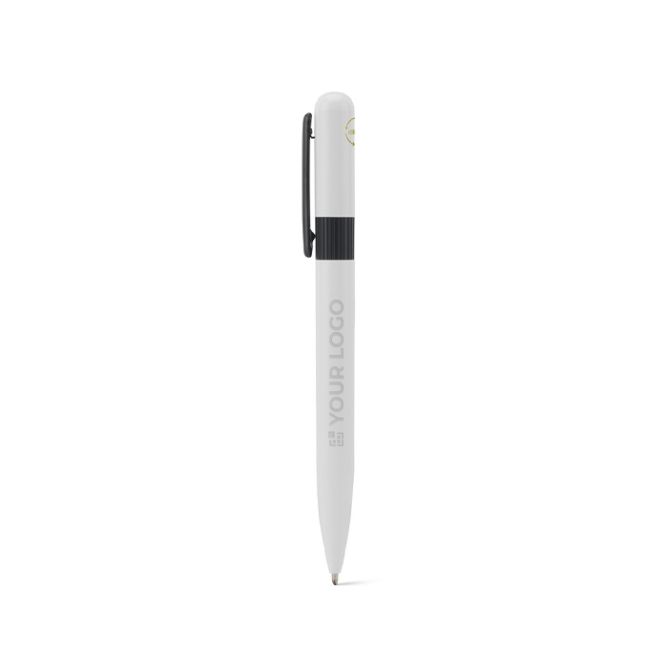 Stylo en métal recyclé avec clip et design rond, encre noire