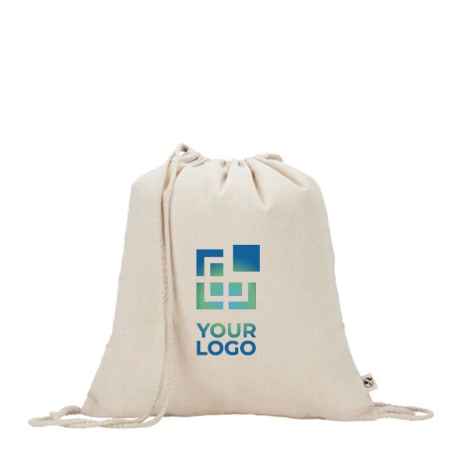 Sac à cordon en coton recyclé couleur naturelle 180 g/m²