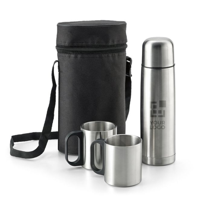 Thermos personnalisable avec tasse couleur argenté