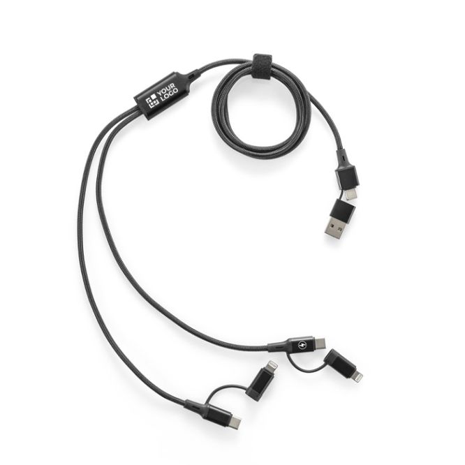 Câble USB 6-en-1 ultra-rapide en aluminium et PET recyclé polyvalent