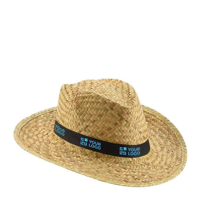 Chapeau en paille naturelle avec ruban décoratif sublimé