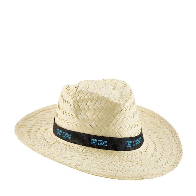 Chapeau en paille naturelle avec ruban en polyester