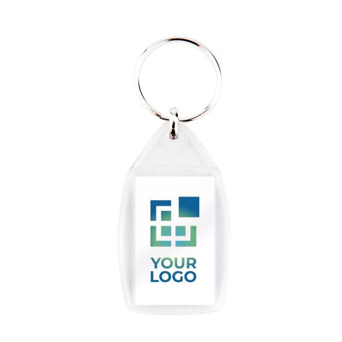Porte-clés carré avec papier personnalisable sur deux faces 25x40 mm avec zone d'impression