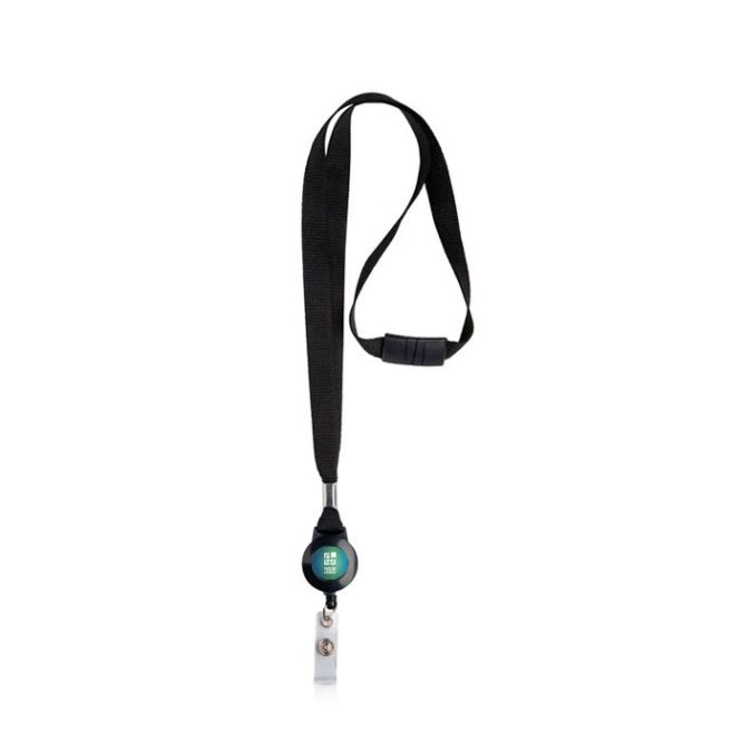 Lanyard en polyester avec porte-badge extensible et bloqueur avec zone d'impression