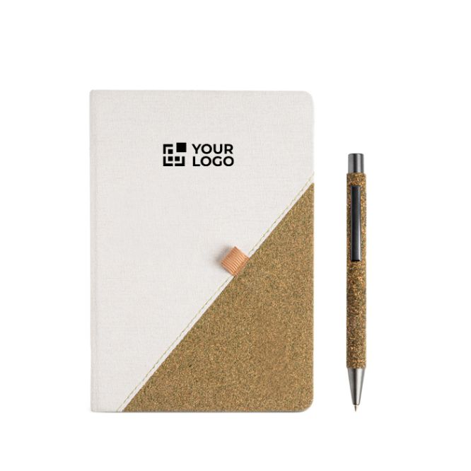 Carnet en coton recyclé avec stylo au thé vert A5 pages lisses