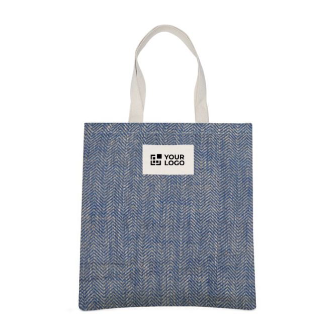 Sac en jute avec anses en coton et tissu à finition en zigzag