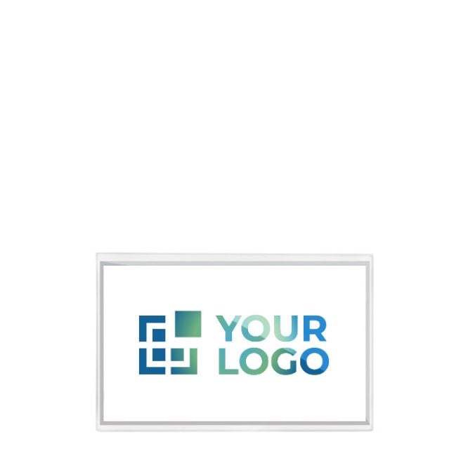 Identificateur transparent en plastique avec clip arrière 9x5,5 cm avec zone d'impression