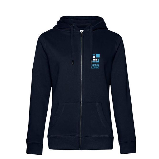 Sweat-shirt pour femme en coton avec fermeture éclair 280 g/m² B&C avec zone d'impression