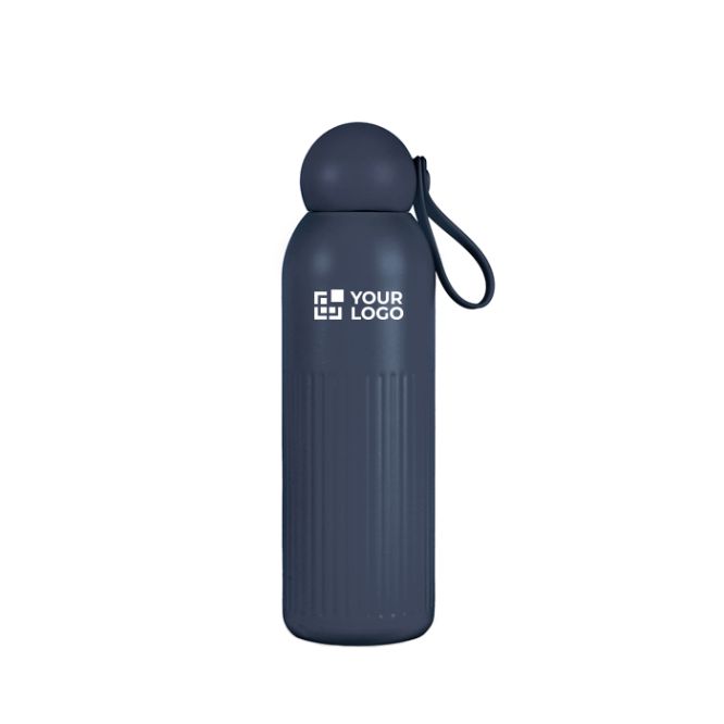 Gourde isotherme en acier monochrome avec bouchon rond à anse 500 ml