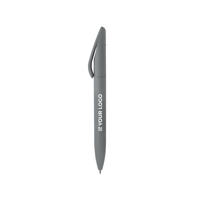 Stylo rotatif en plastique toucher doux, encre bleue, fabriqué en UE