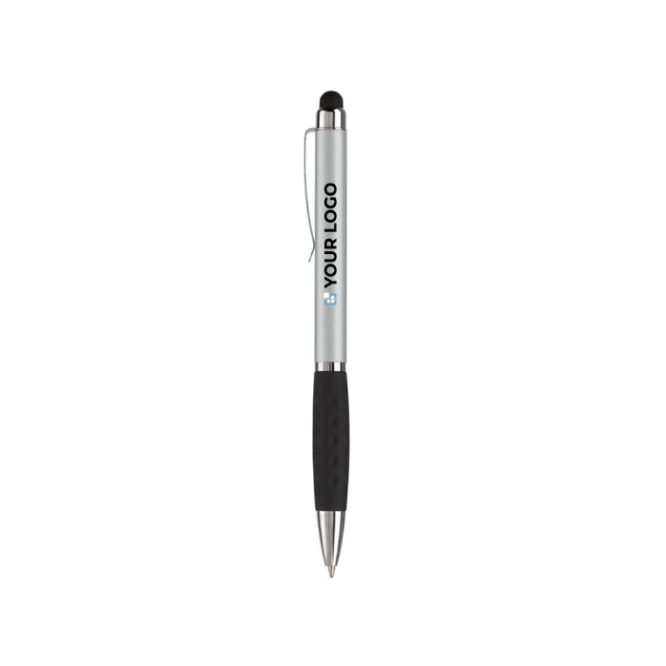 Stylo rotatif en plusieurs couleurs avec pointeur, encre bleue avec zone d'impression