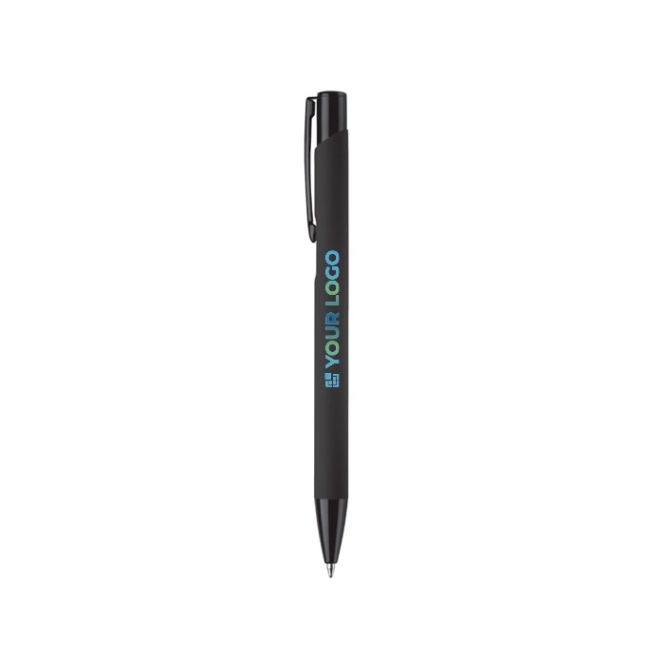 Stylo en aluminium avec revêtement en caoutchouc de plusieurs couleurs avec zone d'impression