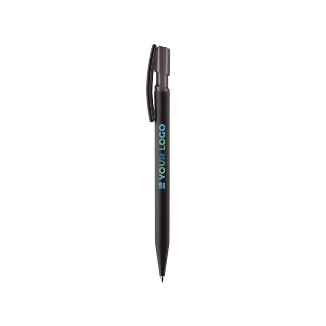 Stylo transparent en plastique avec toucher doux fabriqué en UE avec zone d'impression