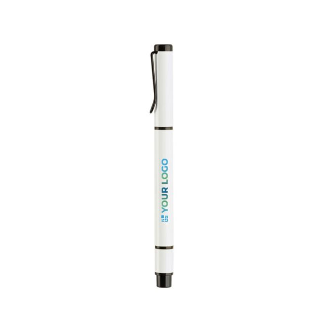 Stylo en métal avec encre bleue et marqueur jaune 2 en 1 avec zone d'impression