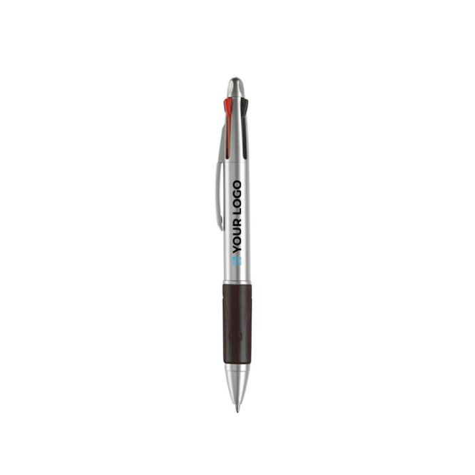 Stylo multifonction 4 en 1 avec poignée colorée avec zone d'impression