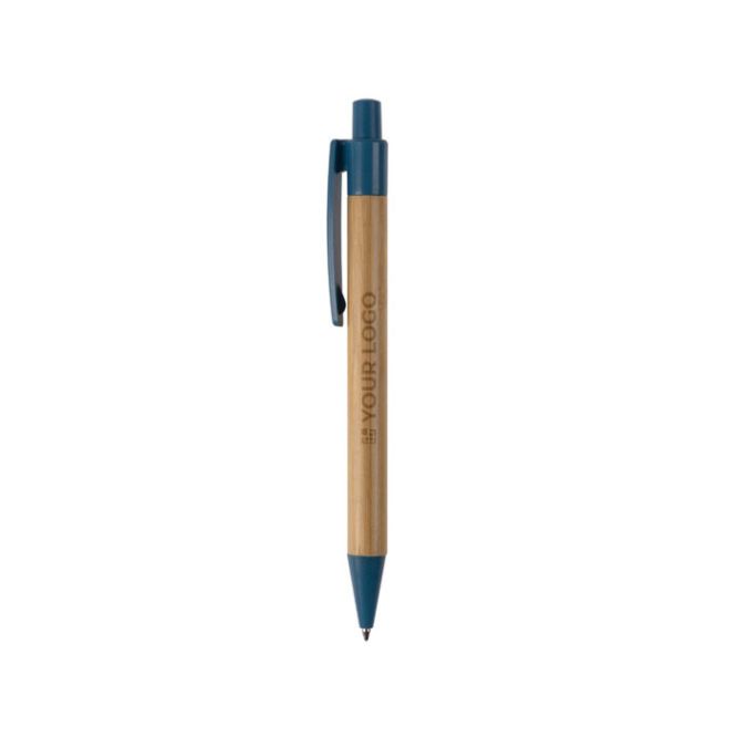 Stylo en bambou et paille de blé avec détails colorés avec zone d'impression