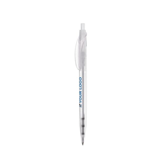 Stylo transparent de couleurs avec clip incurvé fabriqué en UE avec zone d'impression