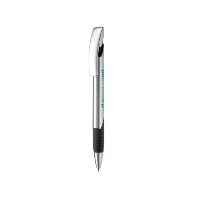 Stylo publicitaire avec logo en métal avec corps texturé avec zone d'impression