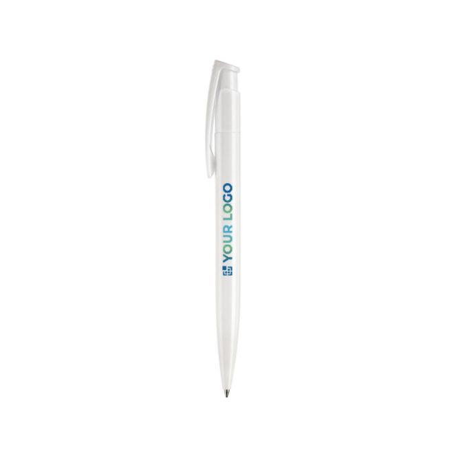 Stylo en plastique coloré avec bouton-poussoir fabriqué dans l'UE avec zone d'impression