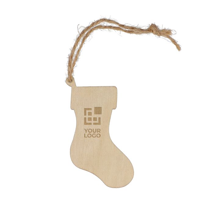 Décoration suspendue de Noël en bois en forme de chaussette
