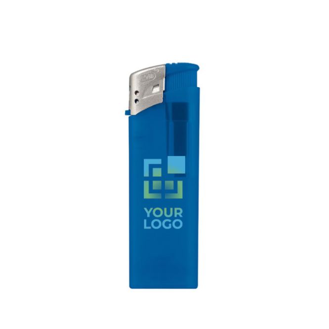 Briquet électronique rechargeable en couleurs translucides avec zone d'impression