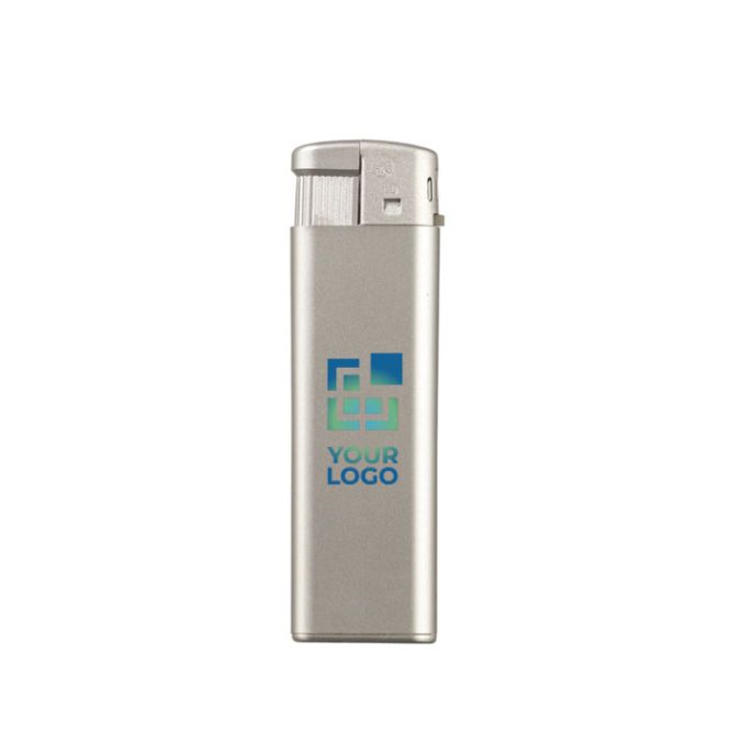 Briquet électronique rechargeable en couleurs métalliques avec zone d'impression