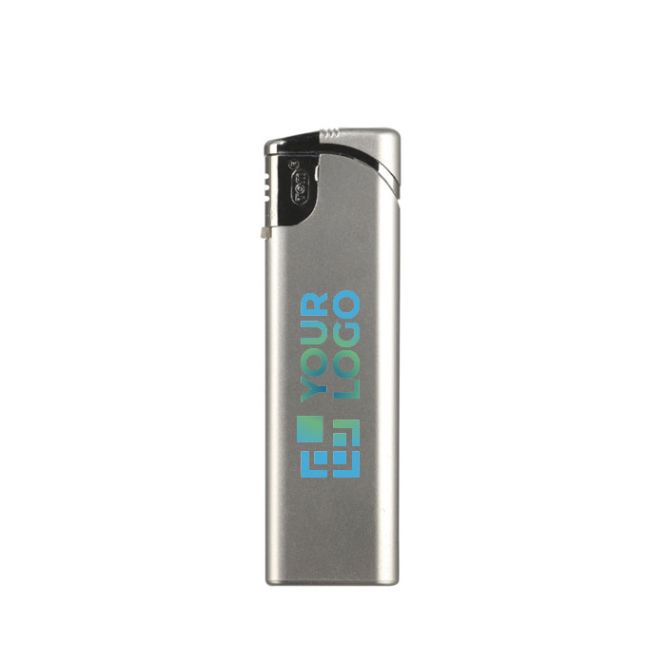 Briquet électronique argenté pour personnalisation avec zone d'impression