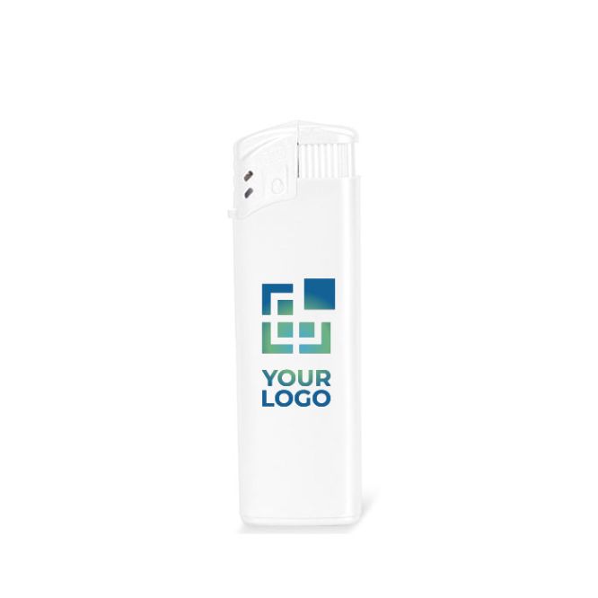 Briquet électronique rechargeable en plusieurs couleurs classiques avec zone d'impression