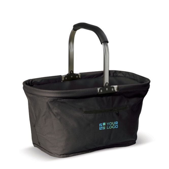 Panier de pique-nique en nylon pliable en plusieurs couleurs avec zone d'impression