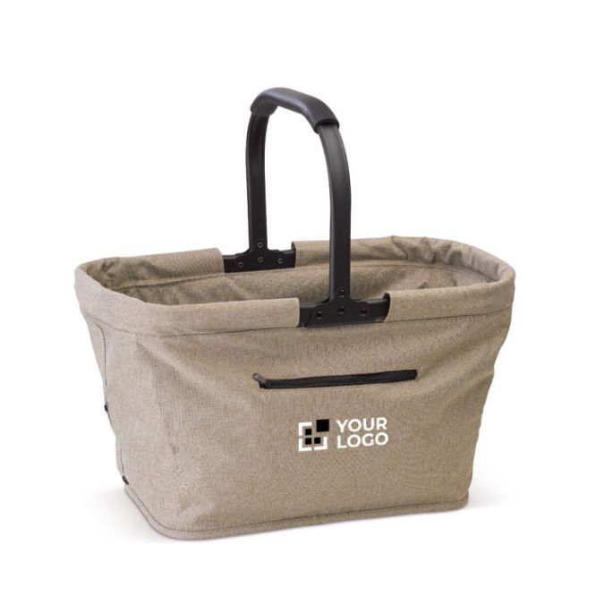 Panier pique-nique en polyester pliable avec poche frontale avec zone d'impression