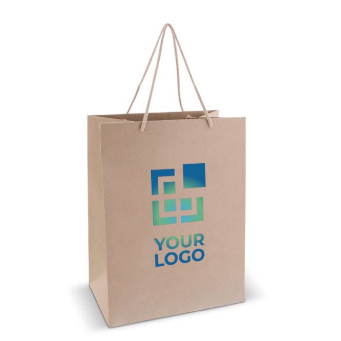 Sac-cadeau moyen en papier avec anses en coton 120 g/m² fabrication UE avec zone d'impression