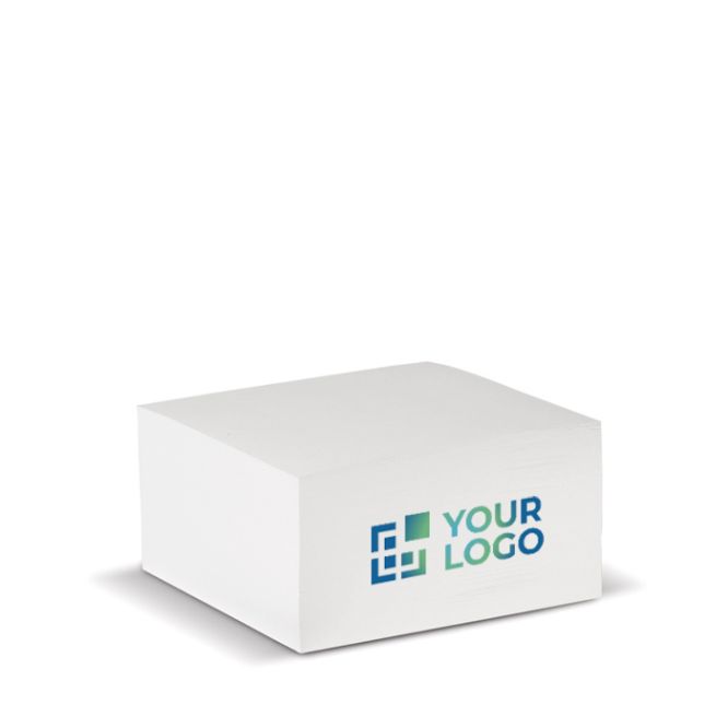 Bloc-notes carré de 420 feuilles blanches 10x10x5cm avec zone d'impression