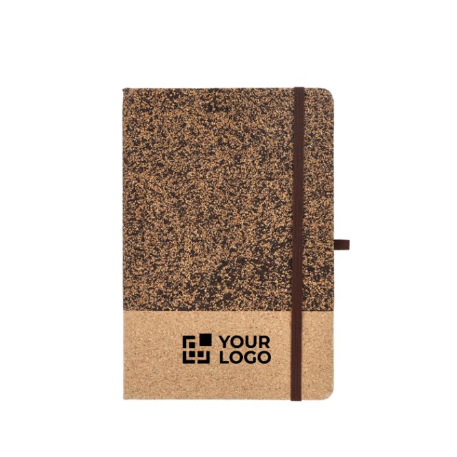 Carnet avec couverture en liège et marc de café A5 à pages lignées