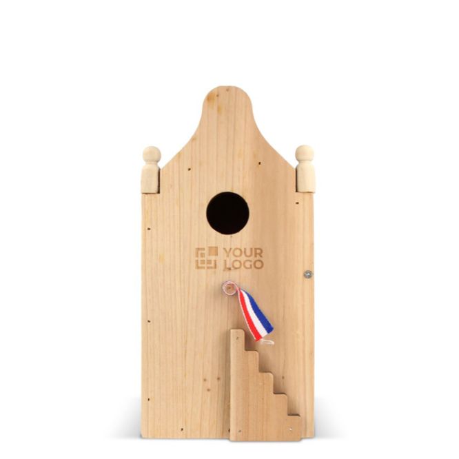 Maison en bois spéciale pour oiseaux en bois FSC avec zone d'impression