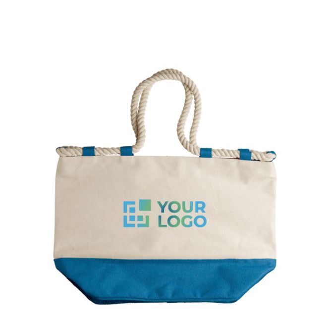 Sac en toile avec base colorée et cordons résistants avec zone d'impression
