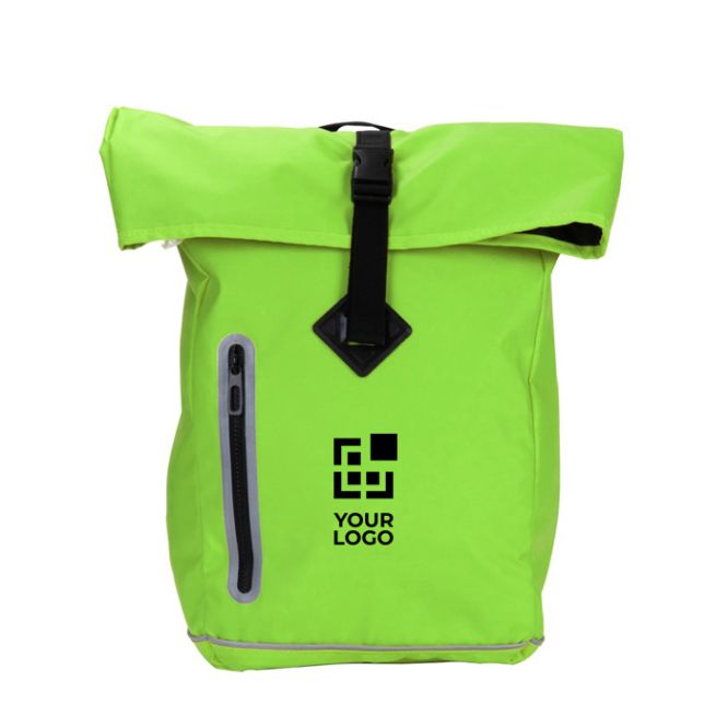 Sac à dos roll-top imperméable avec détails réfléchissants avec zone d'impression